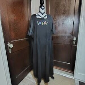 CJ Banks Womens Black Embroidered Mittens Square Neck Casual Dress Plus Size 22W
